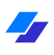 Abstract blue parallelogram icon symbolizing growth and progres